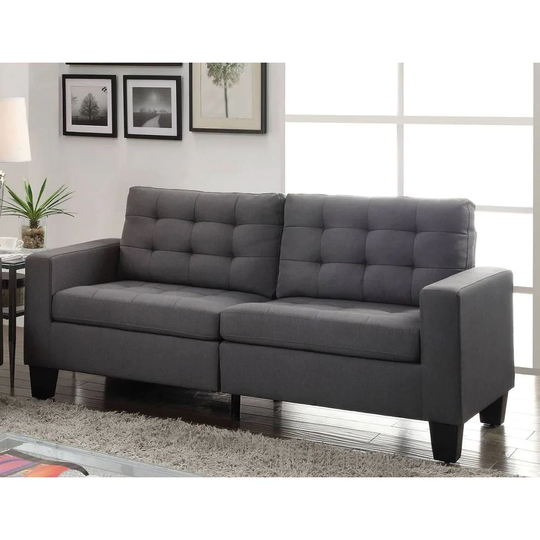 New Modern Convertible Adjustable Sofa with Thick and Comfortable Cushion 2 Seats Sofa Bed Loveseat in Grey Linen
