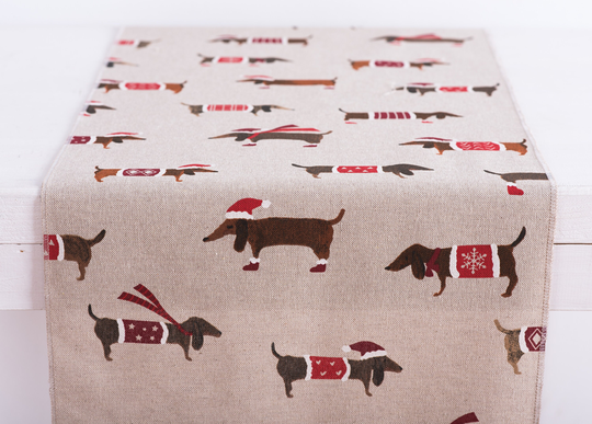 Table Runner Christmas Dogs, Runner, Centerpiece, Kitchen Dining Room Home Decor, Holidays Table Decor