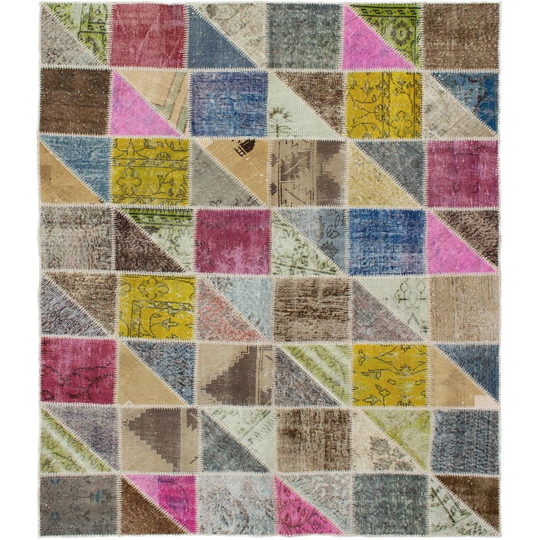 ECARPETGALLERY Hand-knotted Color Transition Patchwork Multi Wool Rug - 5'9 x 7'5