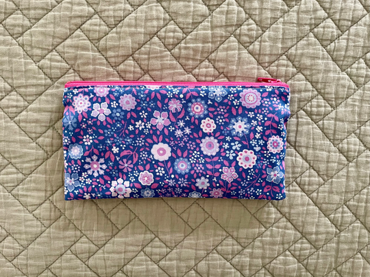 Purple & Pink Floral Midsize Zipper Pouch, Pencil Gift, Thank You Makeup Accessory Bag