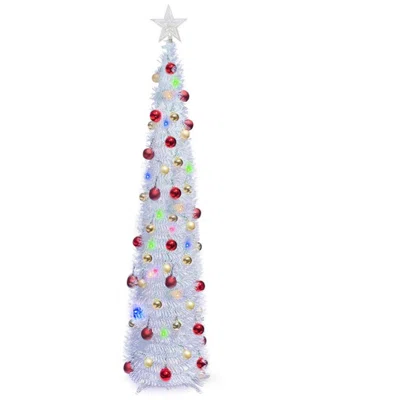4'11" H Slender White Christmas Tree with 50 LED Lights