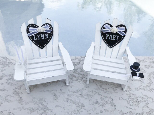 Wedding Decor, Adirondack Chairs, Wedding-Destination Wedding-Beach-Chairs, Beach Bride & Groom Minature