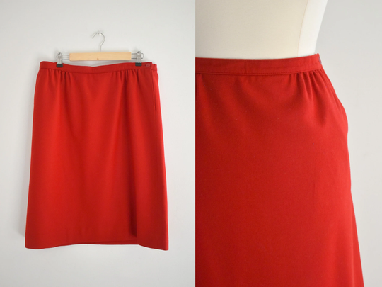 1960S/70S Pendleton Red Wool Pencil Skirt