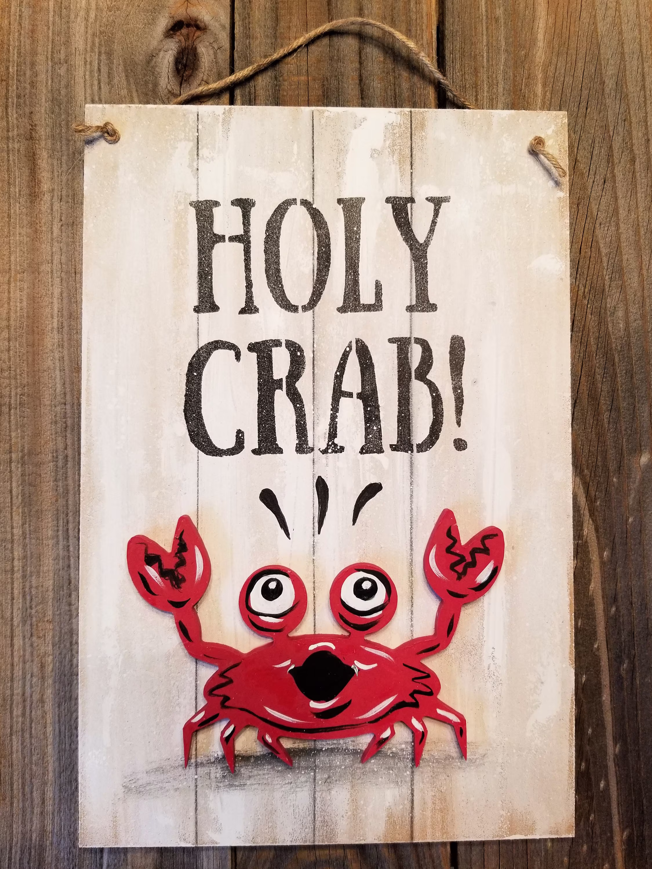 Holy Crab - Custom Color Funny Crab 8x12 Inch Rectangle Art Sign Beach House Décor Custom Colors