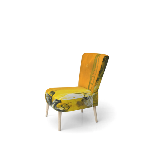 Designart 'White and Yellow Marbled Acrylic with A Cloud of Black' Upholstered Modern Accent Chair