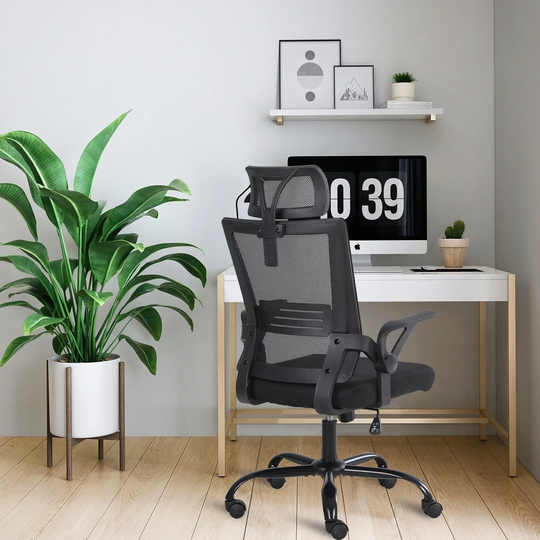 High Back Office Chair Flip Up Arms with Lumbar Support