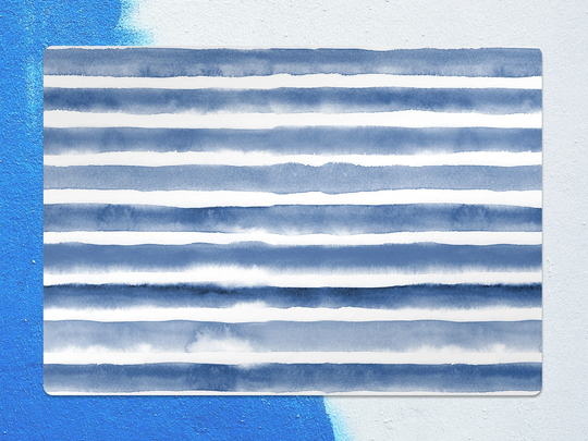 Watercolor Stains Chair Mat, Blue Splat White Vinyl Floor Striped Protective Pvc Decorative Comfort Mat