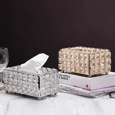 Box Paper Tissue Rack Holder Office Storage Home Napkin Case Towel Rhinestone Us
