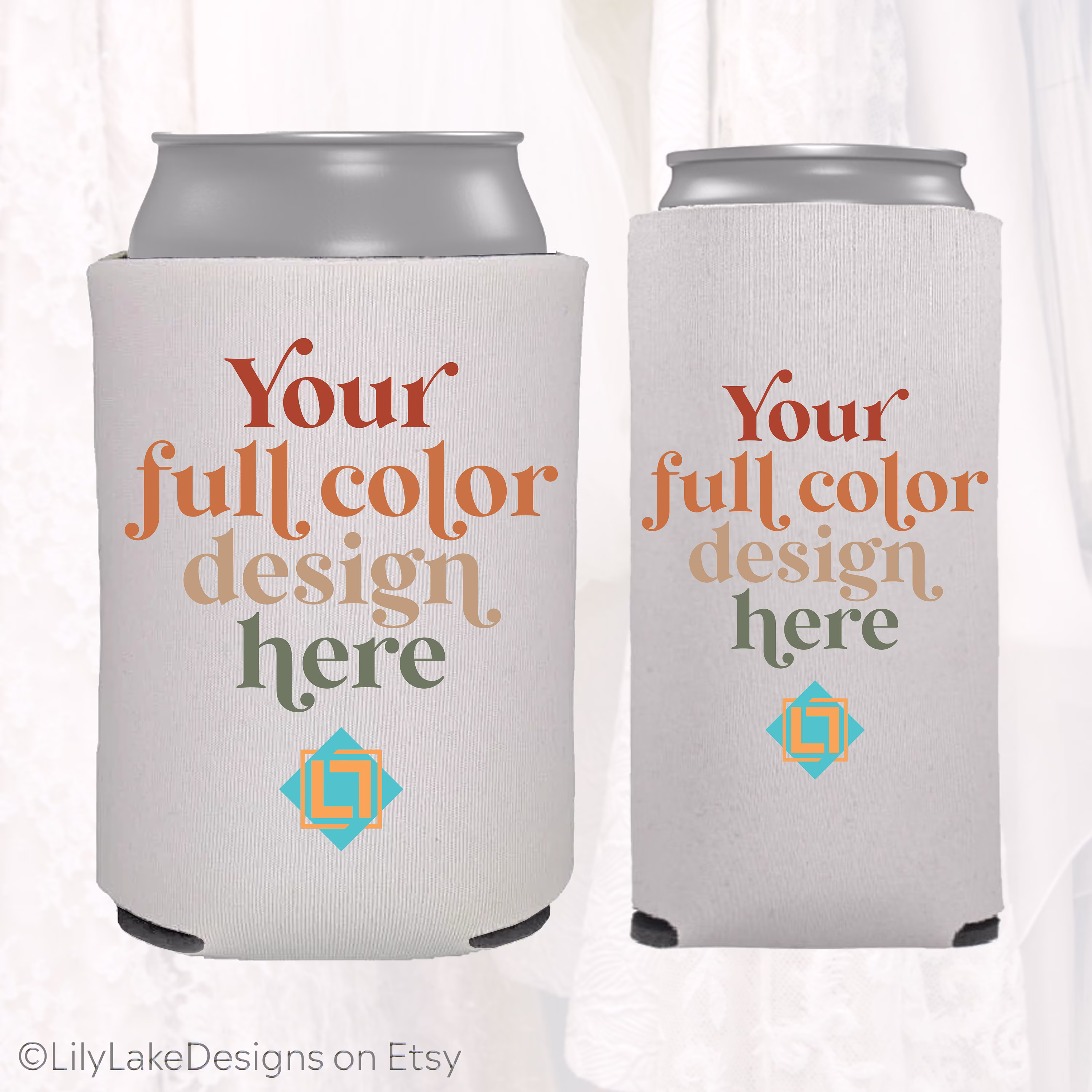 Custom Full Color Can Cooler, Personalized Foam Sublimated Coolers, Wedding Favors, Corporate, Party, Event Slim Or Regular 12Oz