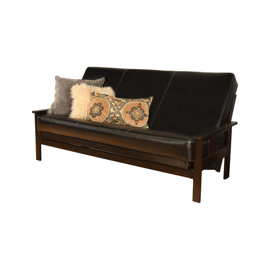 Somette Monterey Sofa in Espresso Finish with Removable Faux Leather Mattress Cover