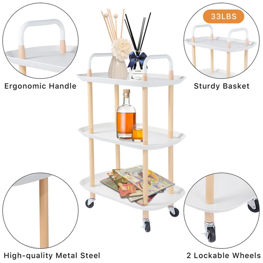 White 3-Tier Heavy Duty Rolling Storage Craft Cart