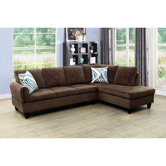 2-Pieces Sectional Sofa & Chaise,Brown,Corduroy Fabric(09709B-2)