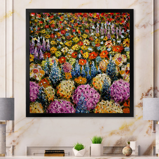 Designart 'Vibrant Colorful Wildflowers' Modern Framed Wall Decor