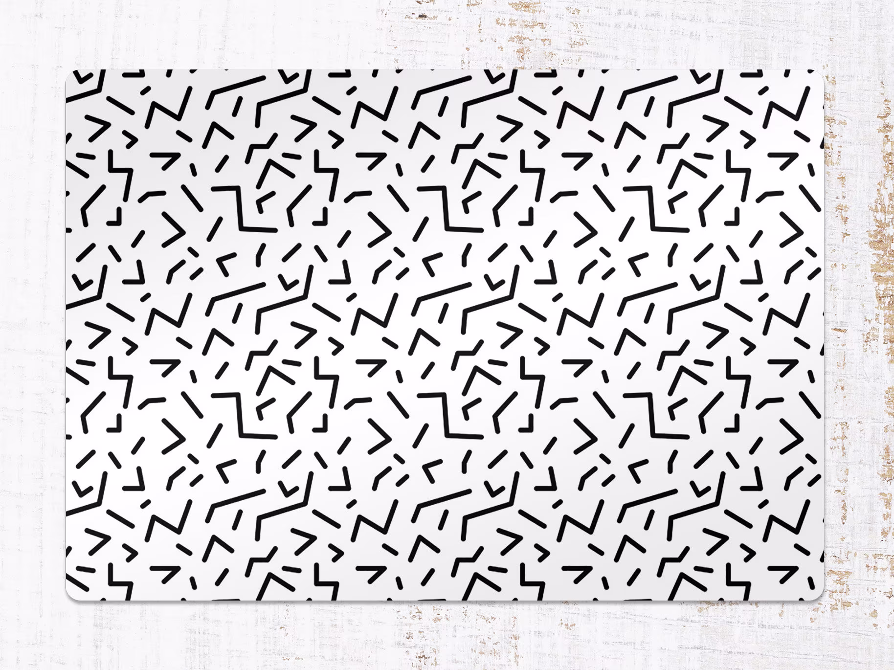 Zigzags & Stripes Chair Mat, White Protective Black Splat Geometric Vinyl Floor Decorative Gift Idea