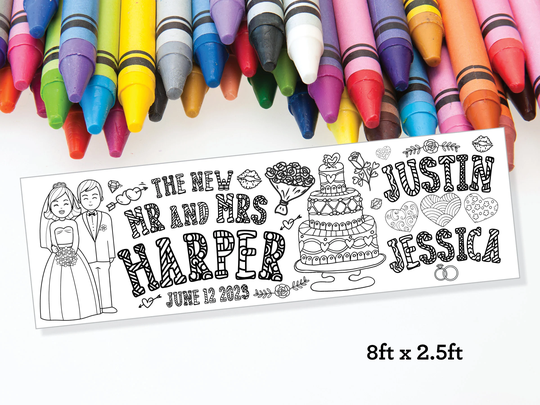 Wedding Coloring Banner - Reception Page For Kids Poster Big