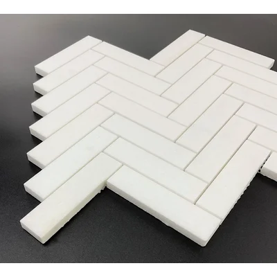 Thassos 1" x 4" Natural Stone Herringbone / Chevron Wall & Floor Tile