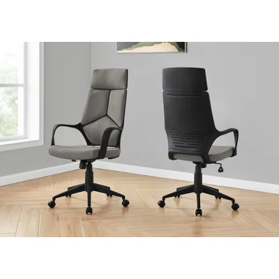 Office Chair, Adjustable Height, Swivel, Ergonomic, Armrests, Computer Desk, Fabric, Black, Grey
