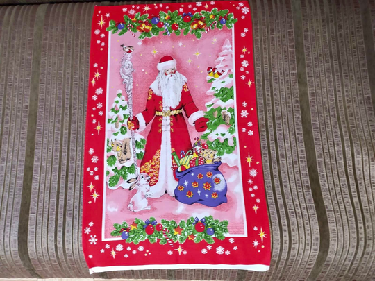 Ukrainian Christmas Runner On Table - New Year's Towel With Santa Claus Ded Moroz Red Linen Cotton Ranner Russian Buy