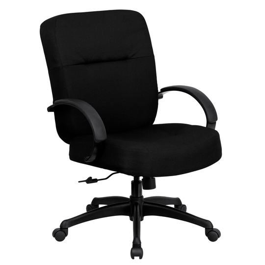 Werth Big and Tall Black Fabric Executive Swivel Office Chair with Extra Wide Seat and Height Adjustable Arms