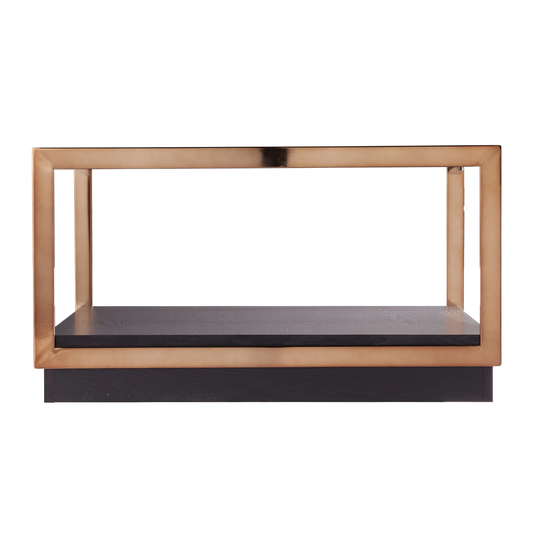 33" Champagne Glass And Solid Manufactured Wood Square Coffee Table - 18" H x 32.5" W x 32.5" D - 18" H x 32.5" W x 32.5" D