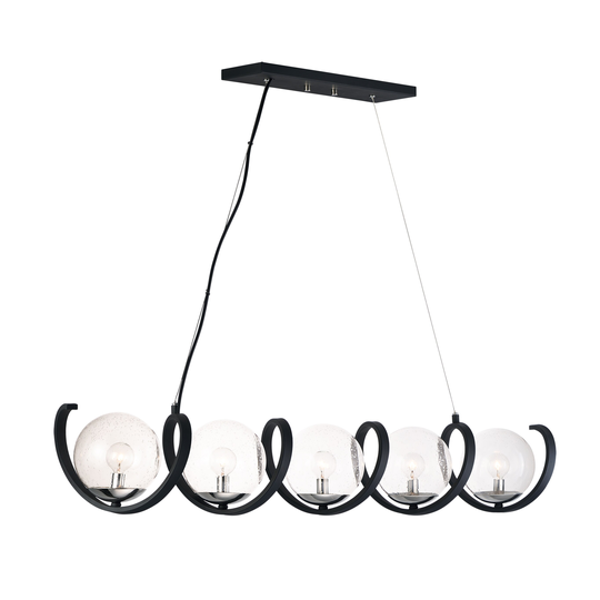 Curlicue 5-Light Pendant - black / polished nickel