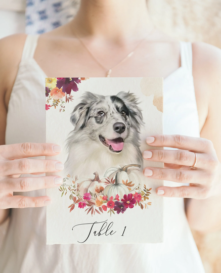 Fall Wedding | Table Numbers, With Your Pet Illustration, Decor, Decor