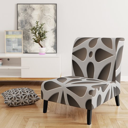 Designart 'Grey Abstract Pattern' Upholstered Scandinavian Accent Chair