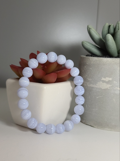Blue Lace Agate Beaded Bracelet