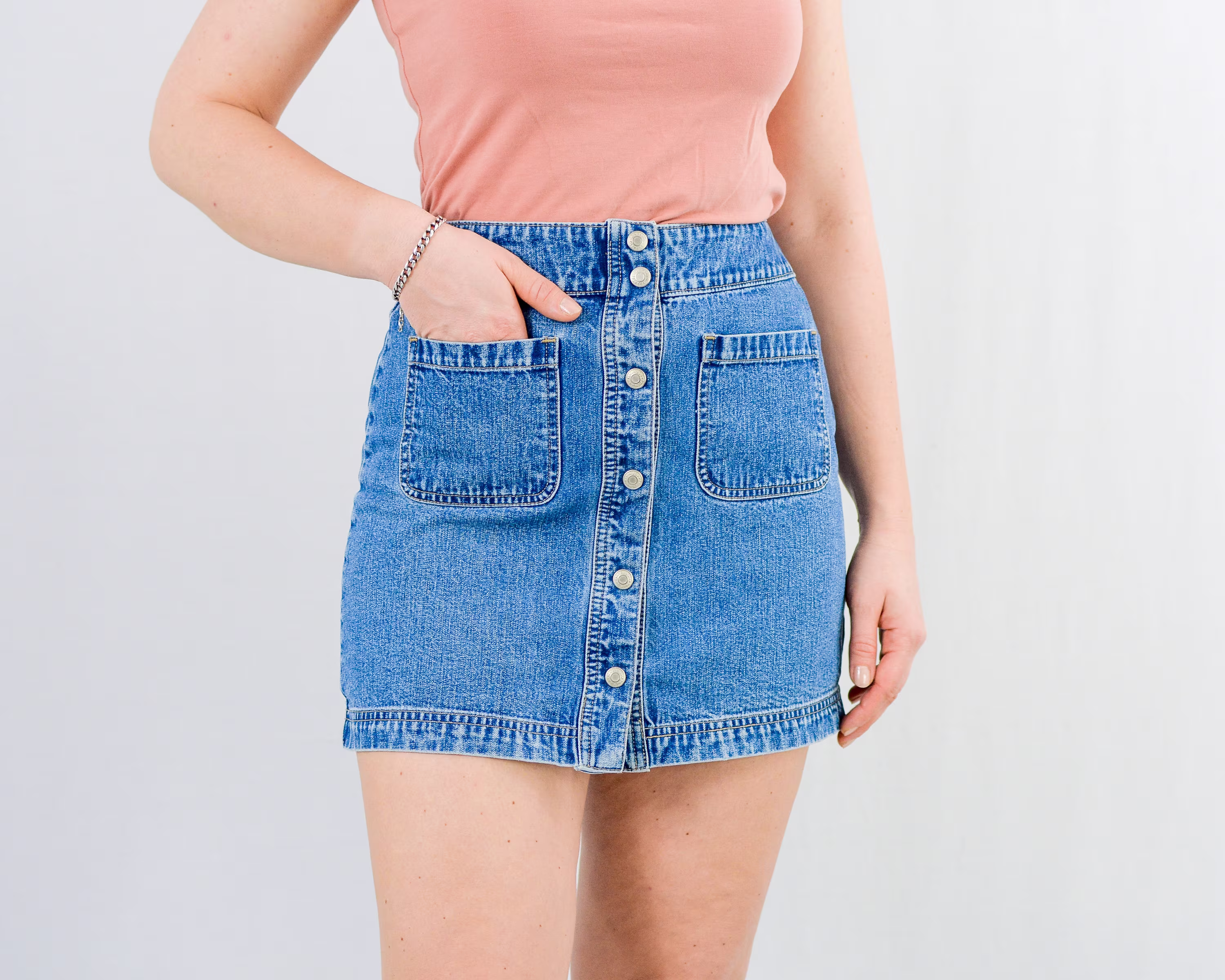 Gap Mini Denim Skirt Jean Vintage Snap Up Pencil 90S Medium