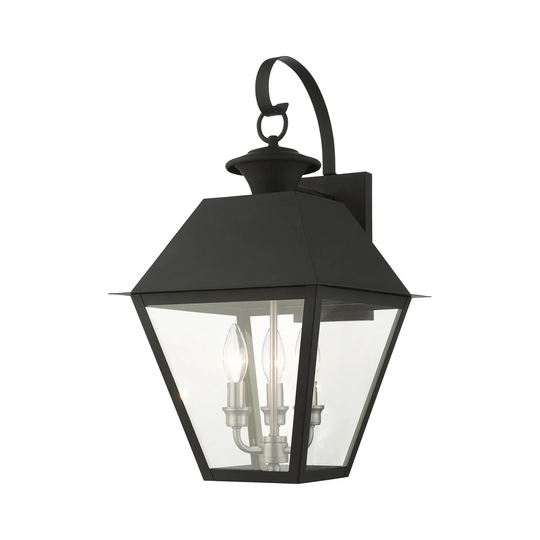 Giuseppe Lighting Three Light Outdoor Wall Lantern Mansfield Black - Exact Size