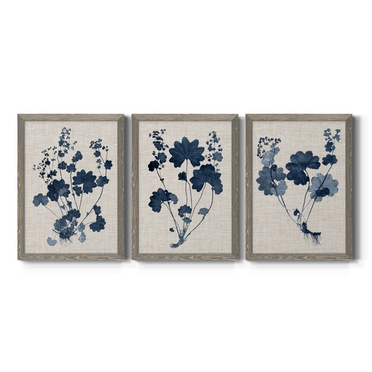 Navy & Linen Leaves II-Premium Framed Canvas - Ready to Hang - Multi-Color