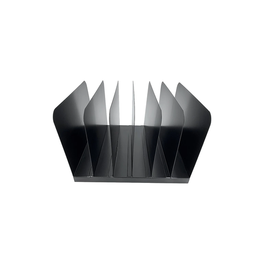 Huron 6-Compartment Black Steel File Organizer - 8" x 12" x 11"