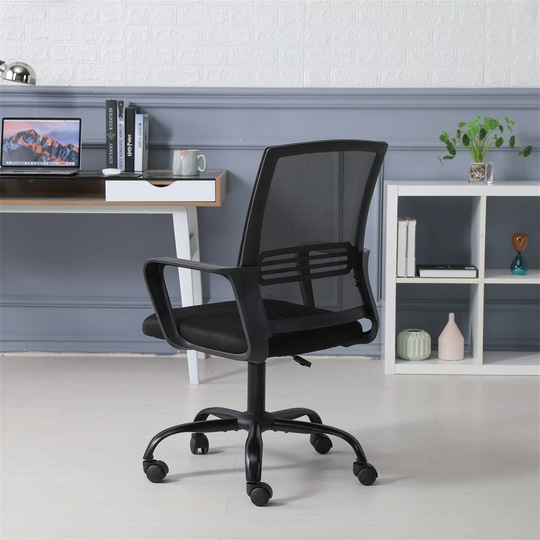 Office Chair Breathable Mesh Lumbar Support Adjustable Height Black