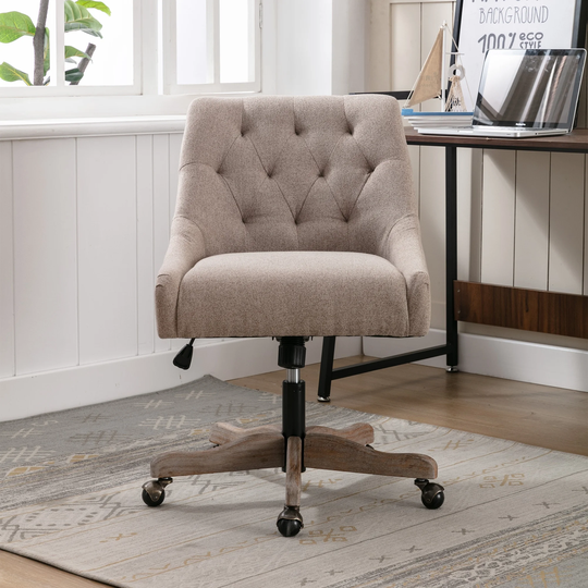 Modern Padded Back & Seat Leisure Office Chair 360 Degrees Swivel Shell Chair Adjustable Lift Height, Casters for Living Room