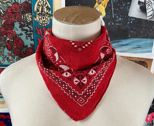 Vintage 1960S-70S Red Fast Color All Cotton Rn 15234 Bandana Handkerchief, Bandana, 60S Hanky, Handkerchief