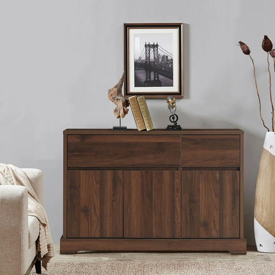 Buffet Sideboard Console Table Cabinet w/2 Storage Drawers - Walnut