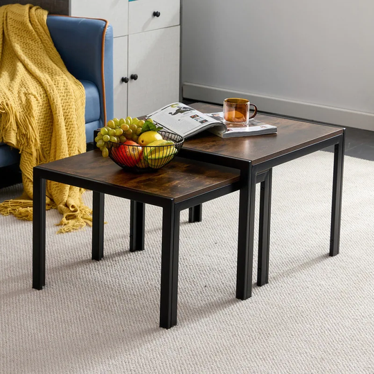 Square Modern Nesting Coffee Table Set of 2, Stacking Table