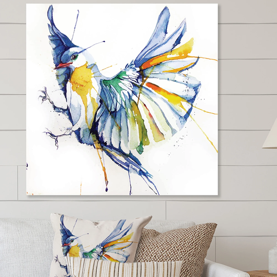 Designart 'Colorful Style Bird' Traditional Canvas Wall Decor