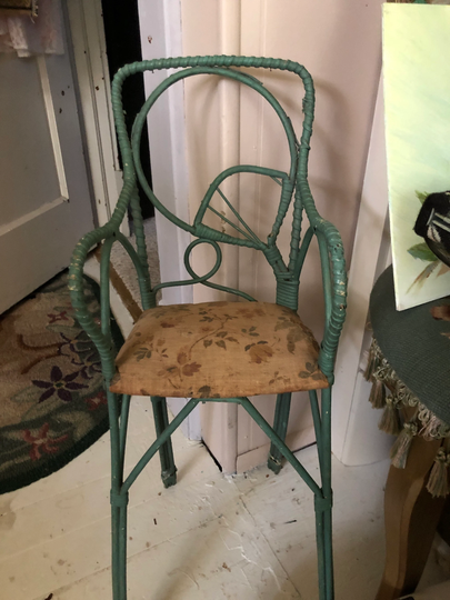 Reducedantique Doll Chair, Wicker & Wood High Collectible Furniture, Bear Home Accent Furniture, "Rare"