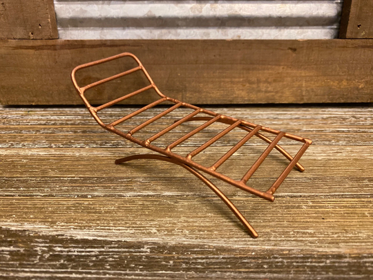 Fairy Garden | Copper Metal Lounge Chair Lounger Miniature Mini Patio Outdoor Decor Furniture Sleek Modern Design - Very Striking
