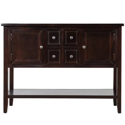 Montelimar Retro Style Buffet Sideboard Wood Console Table With Bottom Shelf For Living Room, Kitchen