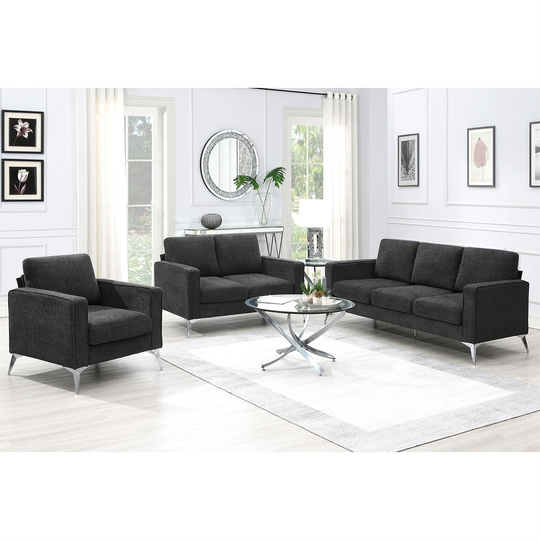 Modern 3-Piece Sofa Sets with Chenille Upholstered Couches Sets