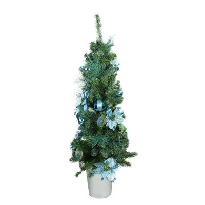 4' Green Potted Two-Tone Pine Pencil Artificial Christmas Tree - Unlit