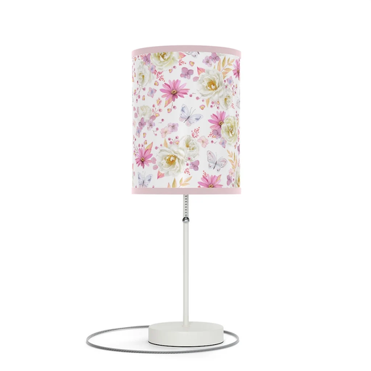 Spring Butterflies & Roses Table Lamp, Modern Nightstand Bedside Floral Lamp With Multi Stand Colors