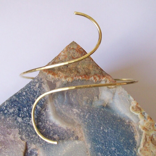 Armlet Armband - Fully Hammered Curved Upper Arm Cuff Bracelet Brass Also Available in Copper Bronze & German Silver