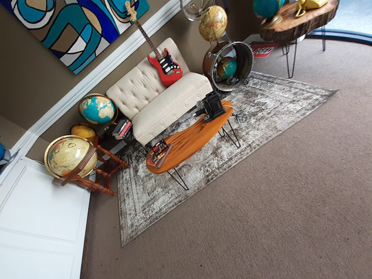 Mid-Century Modern Coffee Table, Bean Shape Cocktail Solid Wood End Retro Hairpin Steel Leg Table