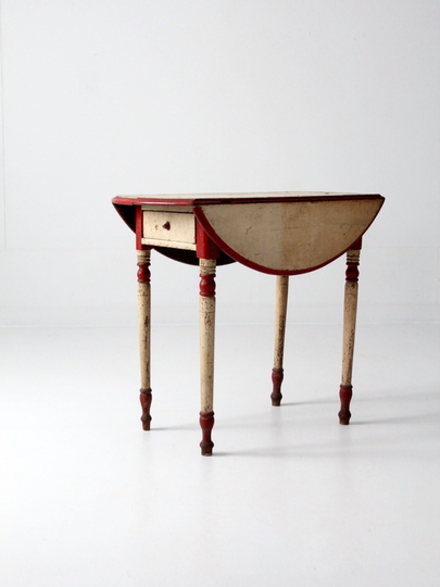 Antique Drop Leaf End Table, Painted Accent Table