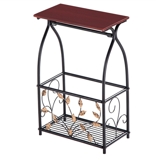 ofa Side Snack Table with Storage Basket at the Bottom,End Table