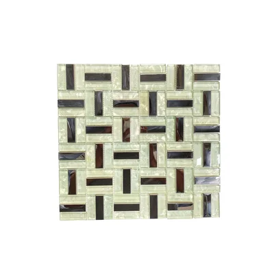 0.625" x 2" Metal and Glass Basketweave Mosaic Wall Tile