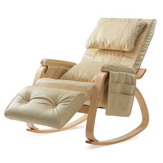 Rocking Chair with Massage and Heating Back, Accent Chair, Cream White